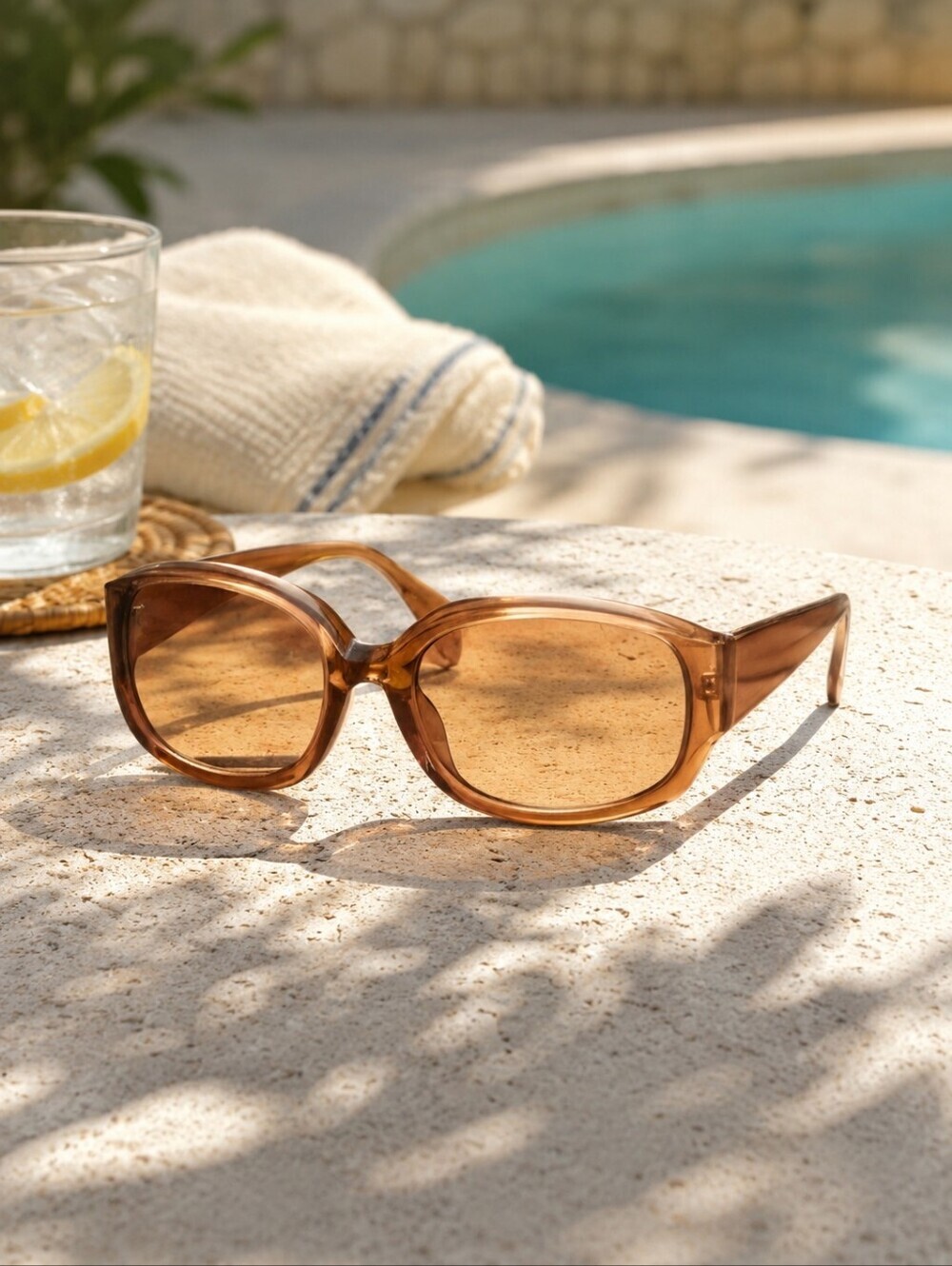 Y2K Retro Oval Acrylic Sunglasses Translucent Amber Tea UV400 Coastal Coquette